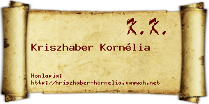 Kriszhaber Kornélia névjegykártya